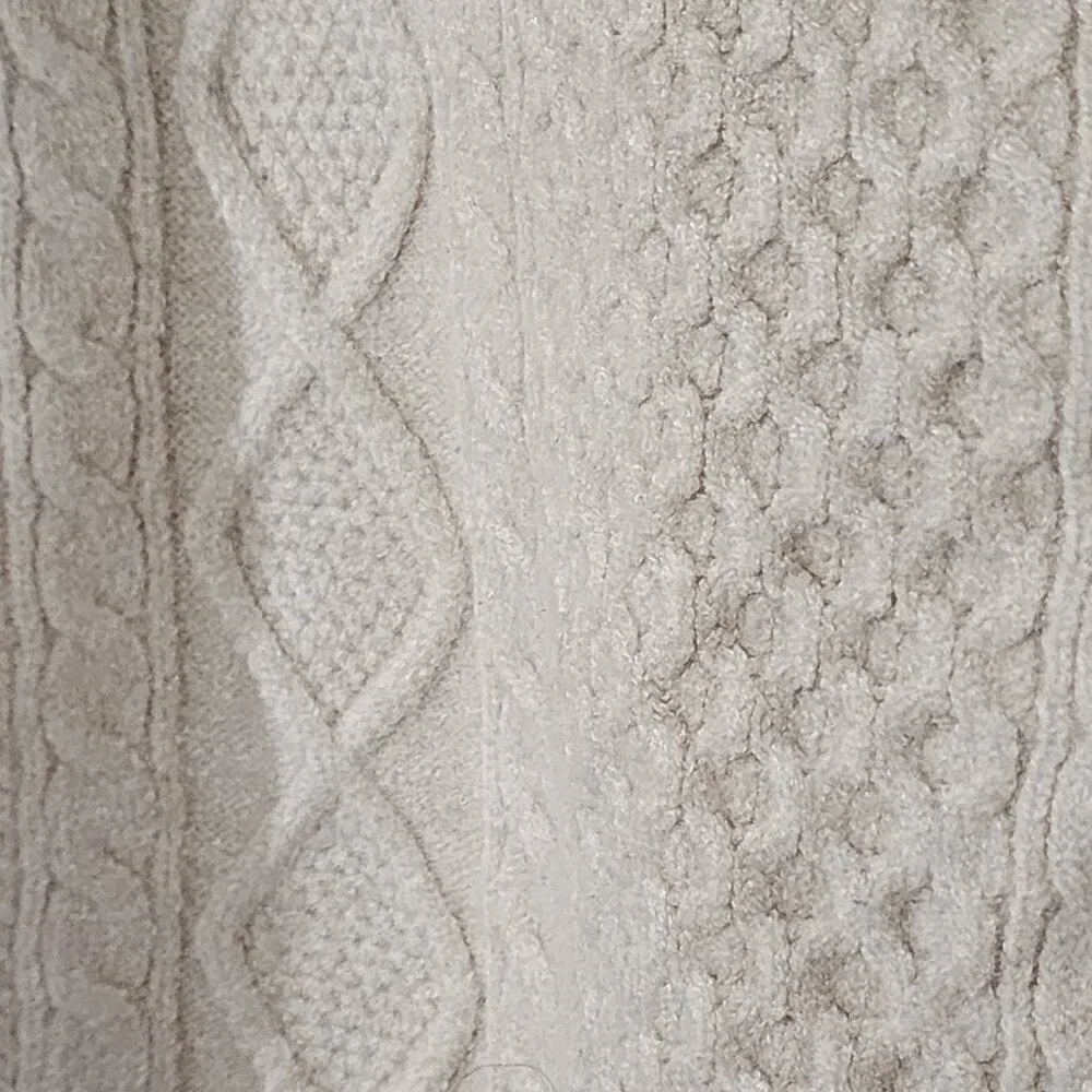 Mock Neck Cropped Cable Knit Sweater Academia